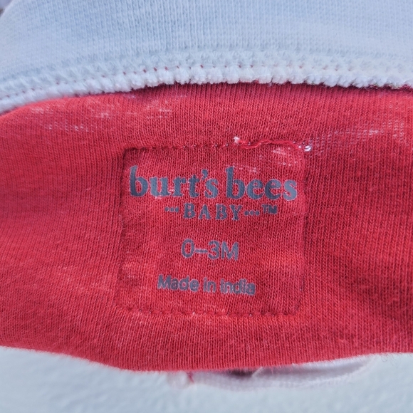 Burt's Bees Baby One-piece Sleeper Footie Pajama Red Holiday 0-3 Month - Picture 3 of 4